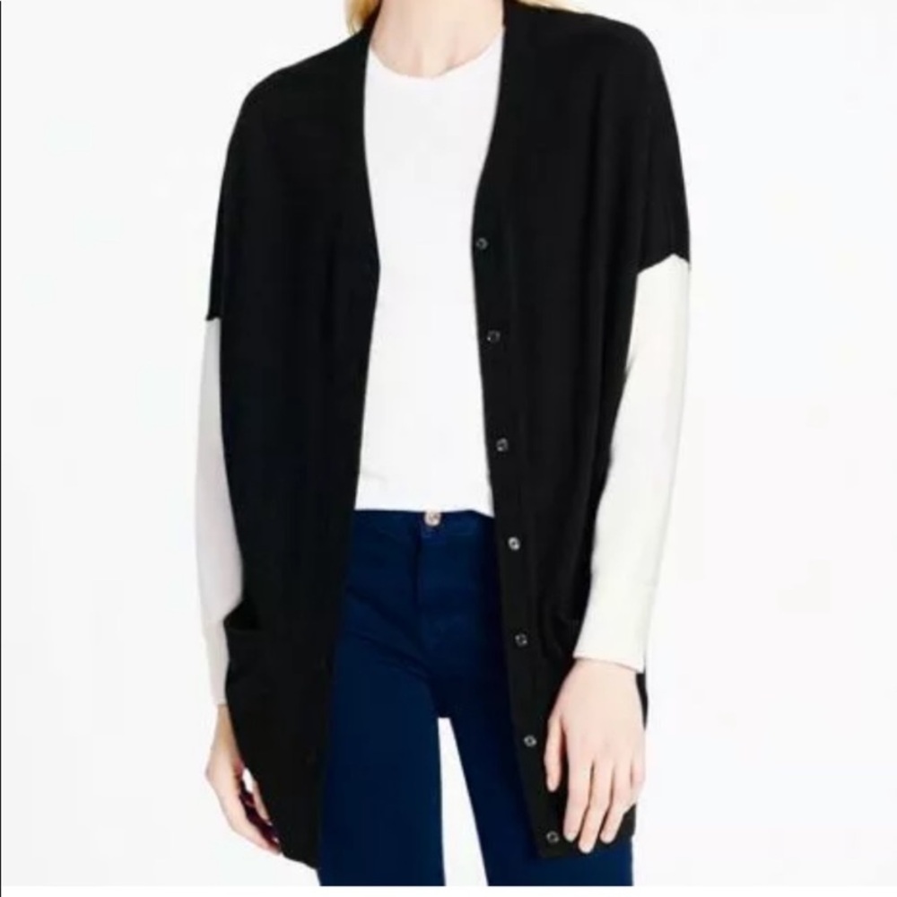 Kate Spade Black and Ivory Oversized Cardigan. Size M